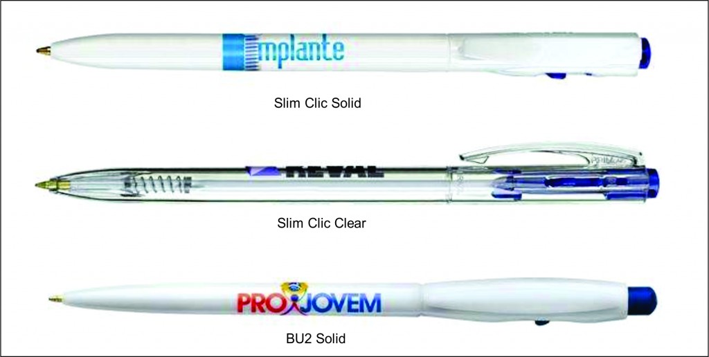 caneta personalizada Canetas Promocionais sem tampa, vários modelos, diversas cores 