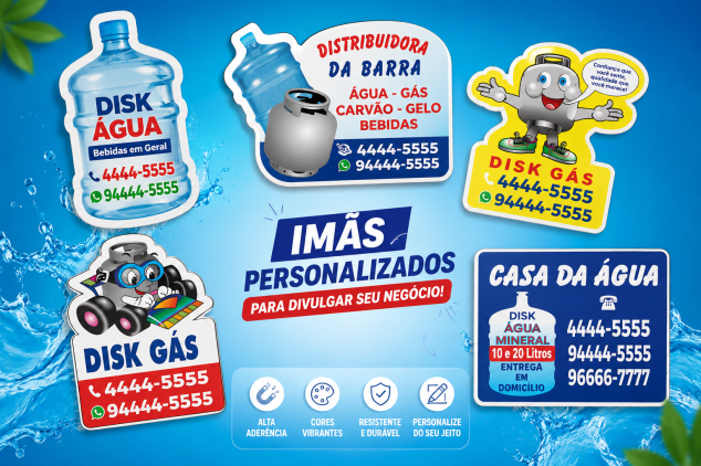 Ímãs de Geladeira para Gás e Água Mineral